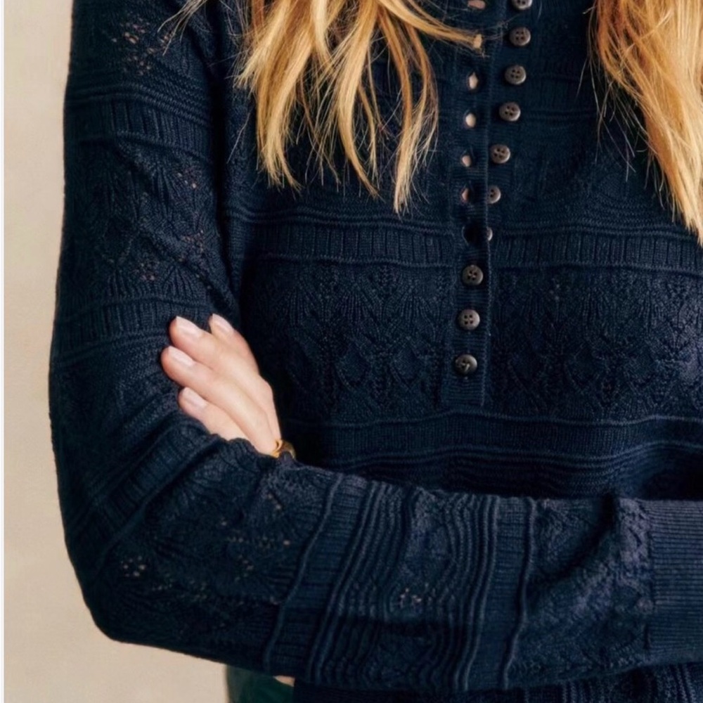 Sezane Lyna Wool Navy Jumper Sweater Sz Small